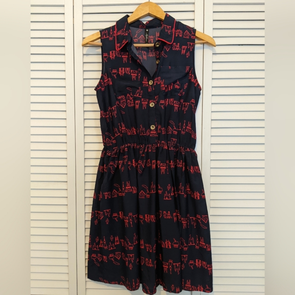 modcloth shirt dress with city print